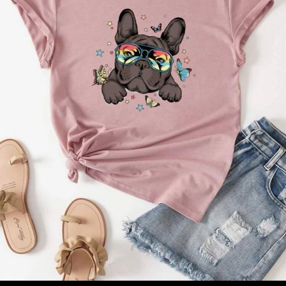 Cute Bull Dog Graphic Tee - Picture 1 of 6